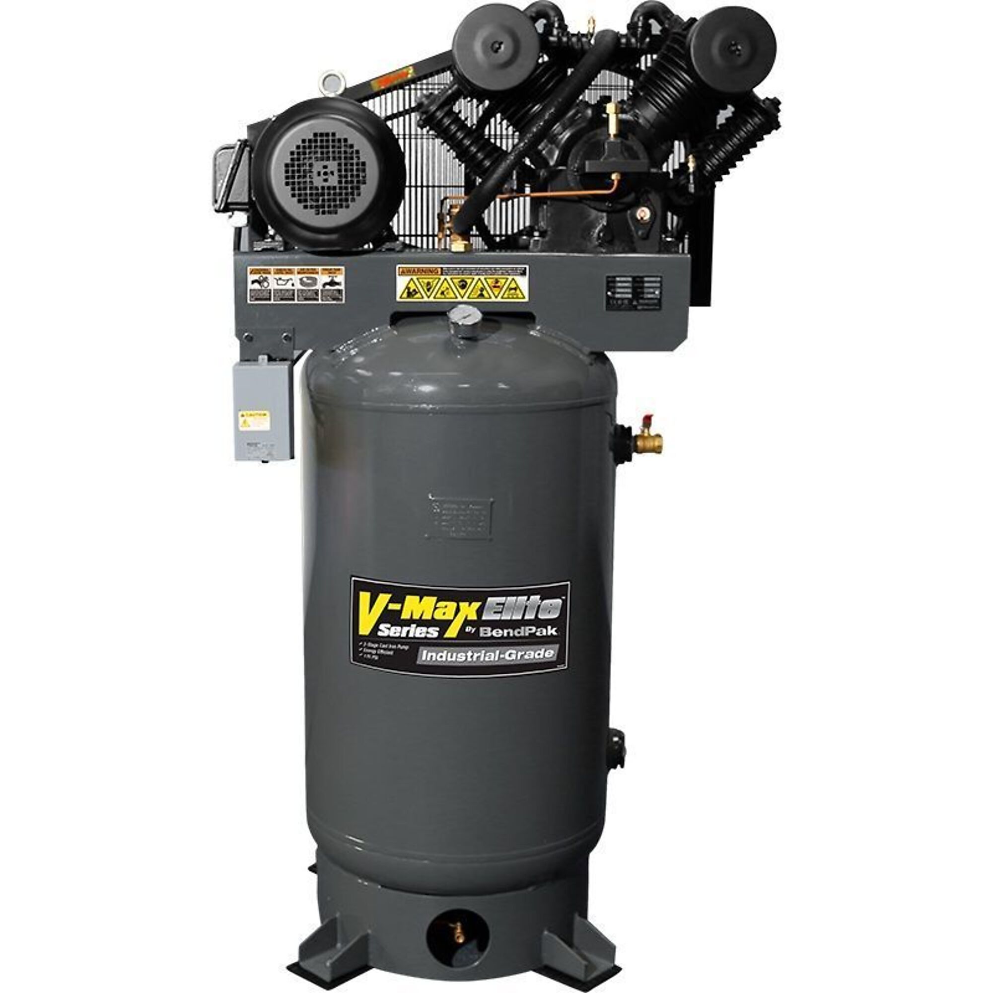 BendPak V-Max Elite Air Compressor, 10 HP, 120-Gallon Vertical Tank, 208V–230V, 60 Hz, 3-Phase, Model# VMP-10120V-603
